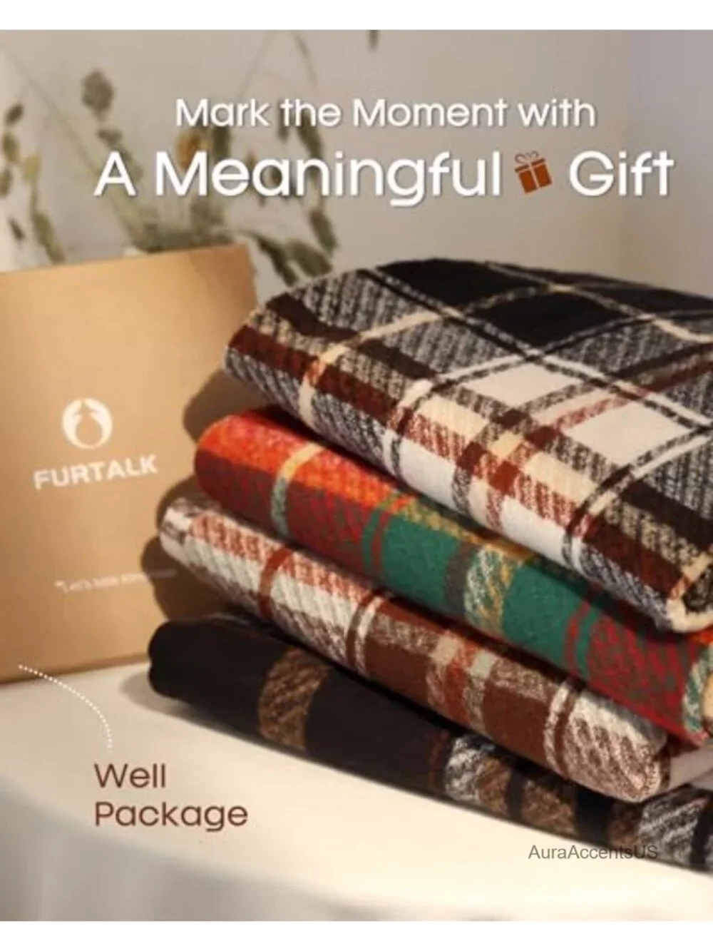 Oversized Plaid Winter Scarf Shawl Wrap Tassel Fringe Soft Warm Pashmina Women